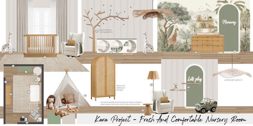 Woodland Safari Themed Nursery Design Maya M. Moodboard 1 thumb