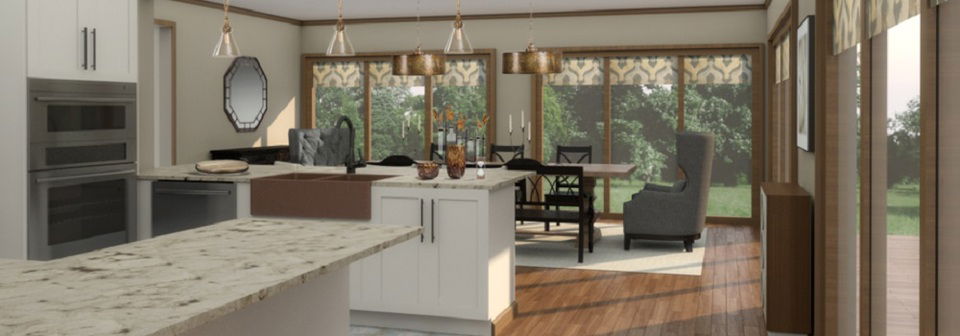 Neutral Transitional Kitchen & Dining Area- After Rendering