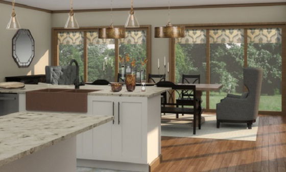 Neutral Transitional Kitchen & Dining Area