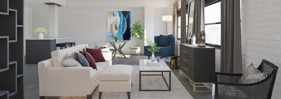 Diseño de Interior de Loft Contemporáneo Claro - Renderizado Después