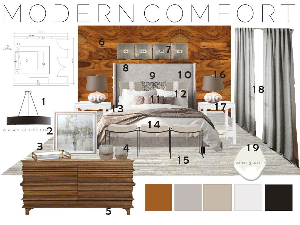 Proyecto de Diseño de Dormitorio Global Moderno Courtney B. Tablero de Inspiración 1 thumb