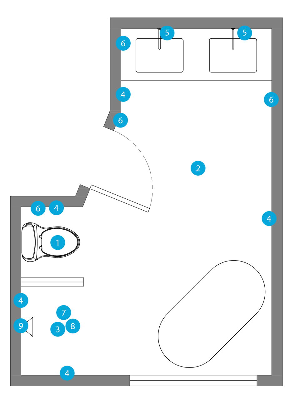 Online Designer Bathroom Floorplan