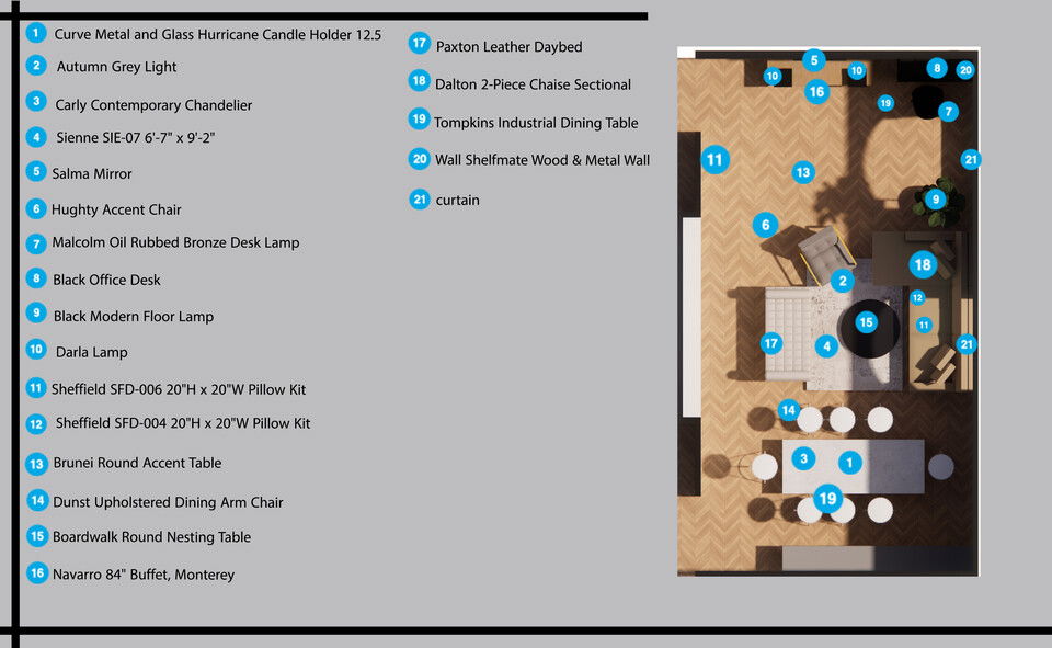 Online Designer Combined Living/Dining Floorplan