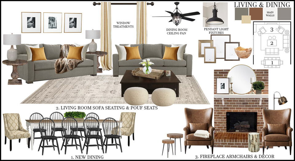 Elegant Rustic Living & Dining Room Design Rachel H. Moodboard 2 thumb