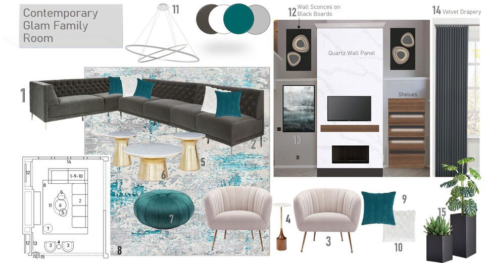 Contemporary Glam Dining Room & Home Office Wanda P. Moodboard 1 thumb