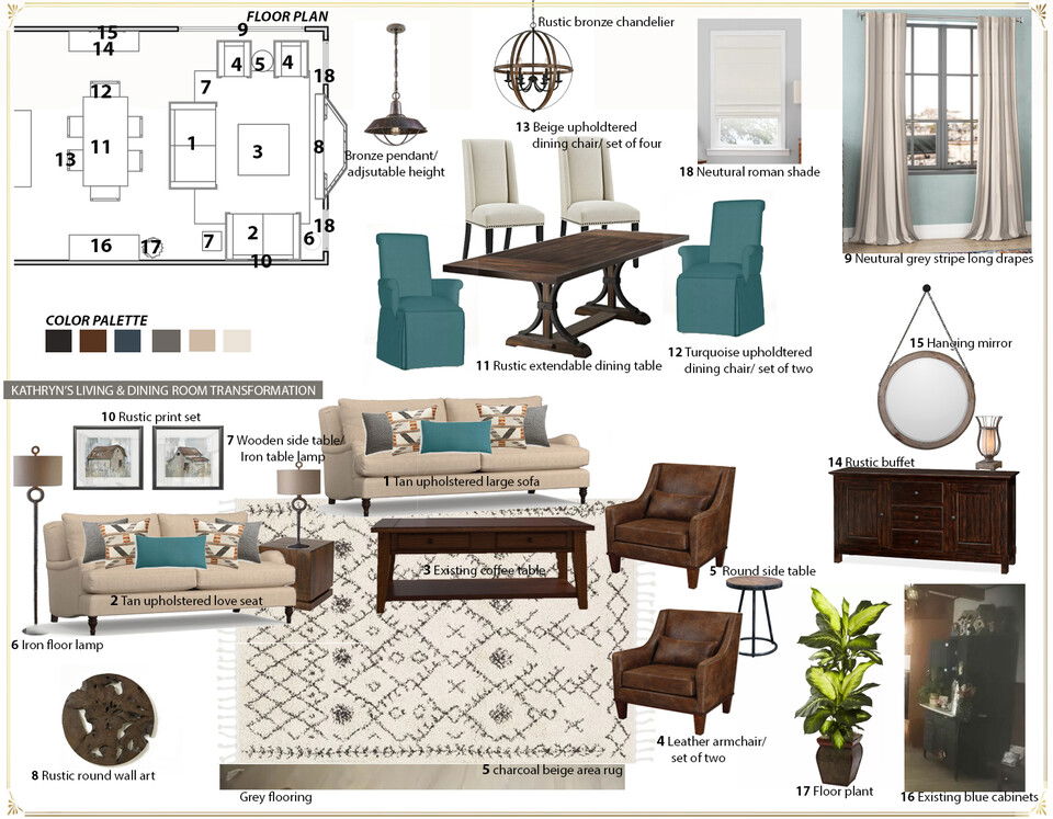 Elegant Rustic Living & Dining Room Design Franzi K. Moodboard 1 thumb