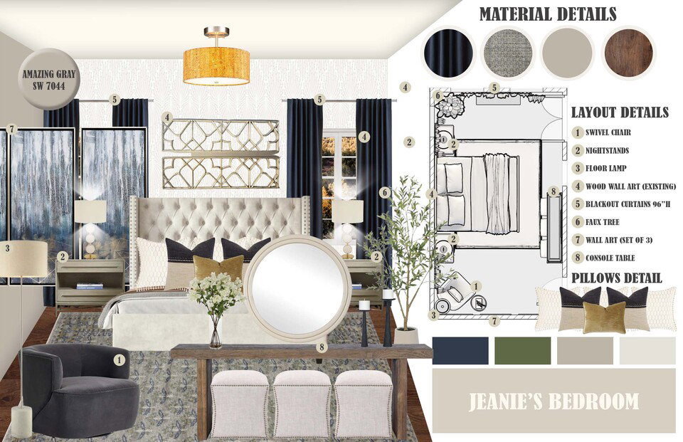 Modern Transitional Bedroom Design Andrea G. Moodboard 2 thumb