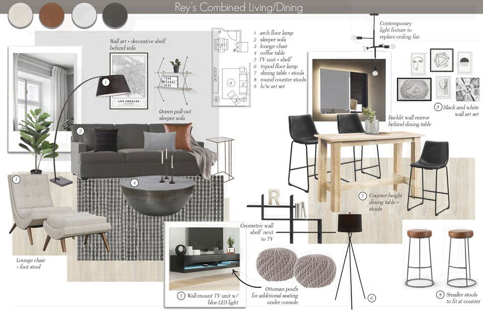 Masculine Contemporary Living & Dining Design Shasta P. Moodboard 2 thumb