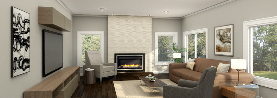 Sleek, Minimal Family Room- After Rendering