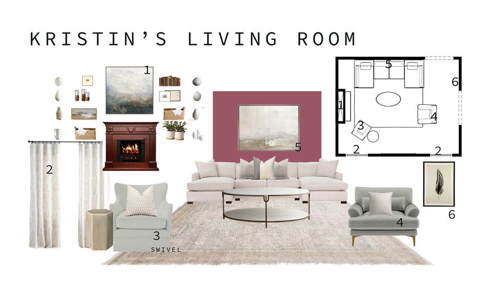 Vaulted Ceiling Rustic Living Room Design Courtney B. Moodboard 2 thumb