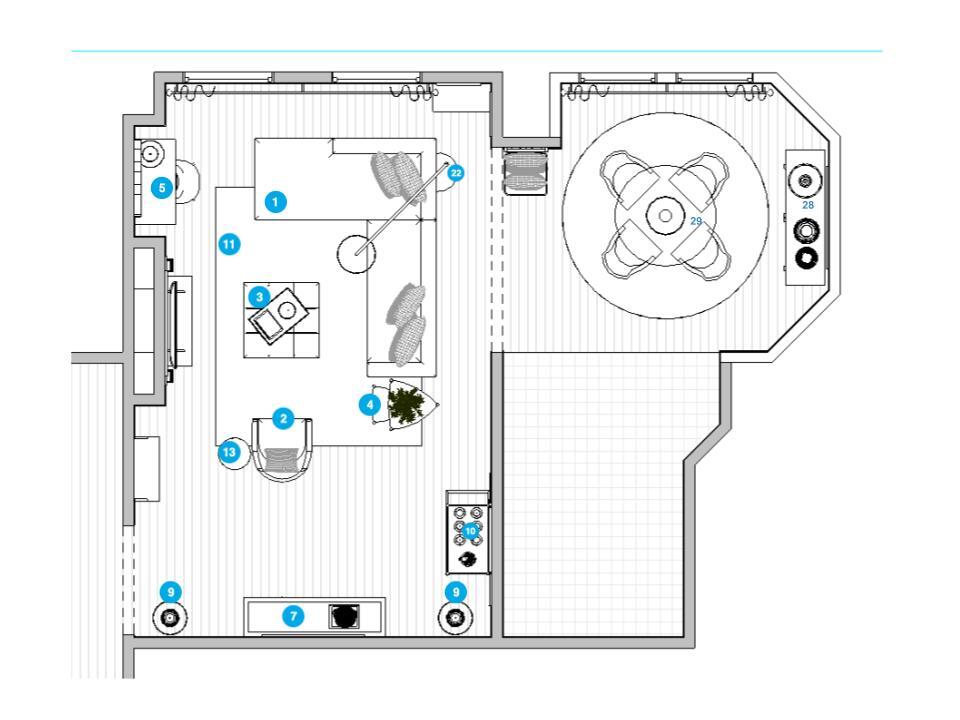 Online Designer Combined Living/Dining Floorplan