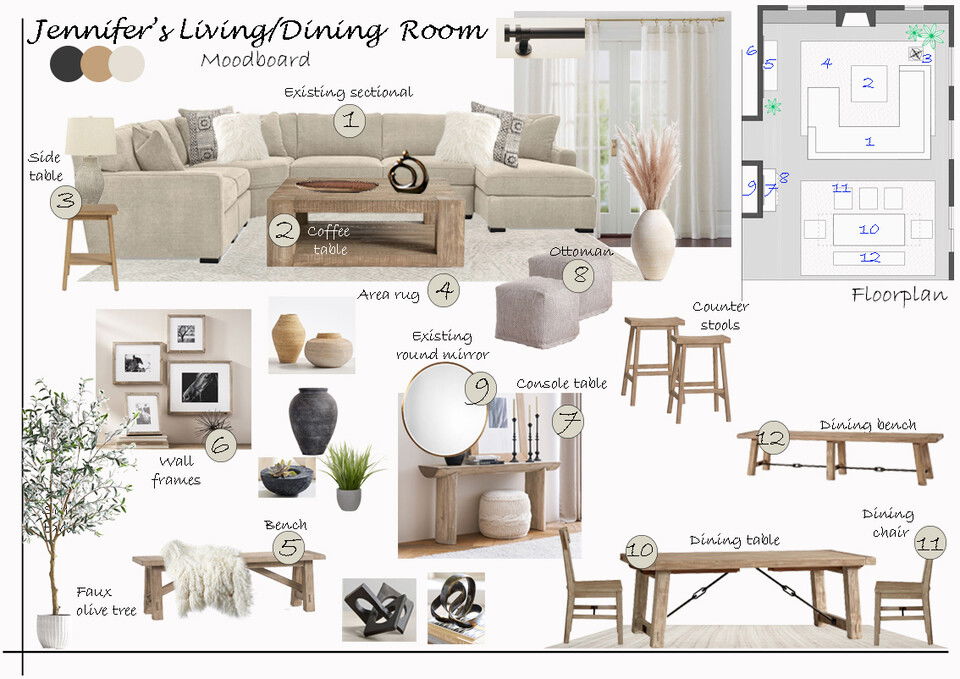 Online Designer Combined Living/Dining Interior Design Ideas