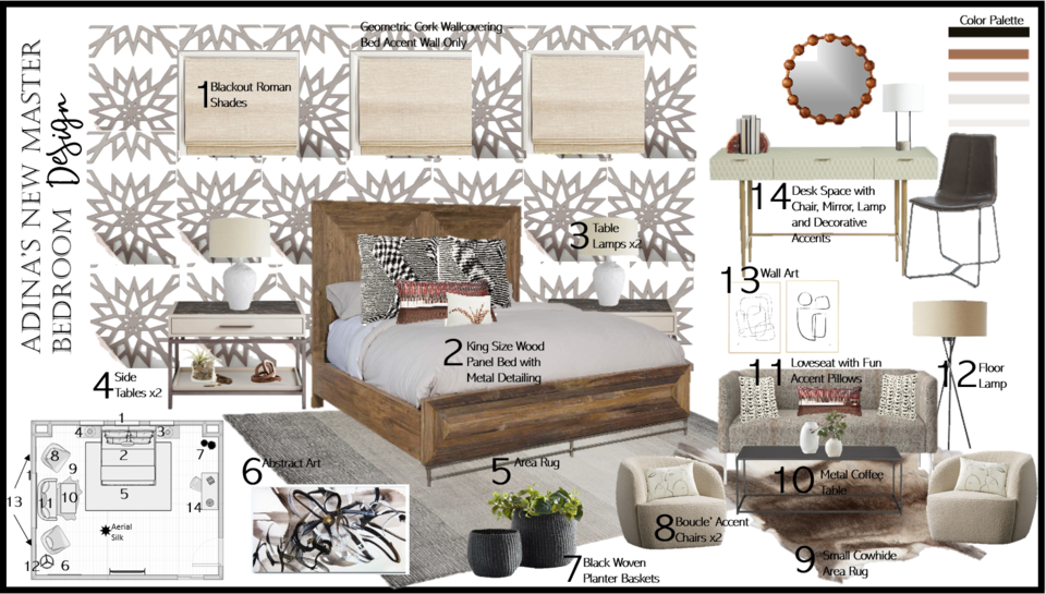 Diseño de interiores de dormitorio ecléctico femenino Berkeley H. Tablero de estado de ánimo 1 miniatura