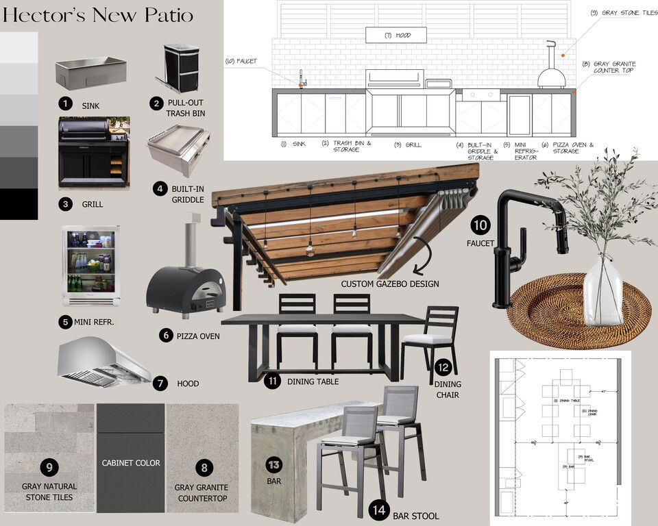 Diseño Moderno de Área de Parrilla y Bar en el Patio - Ahmed S. Tablero de Inspiración 1 thumb