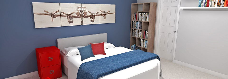 Transformación de habitación de niño contemporáneo y juguetón - Renderizado después