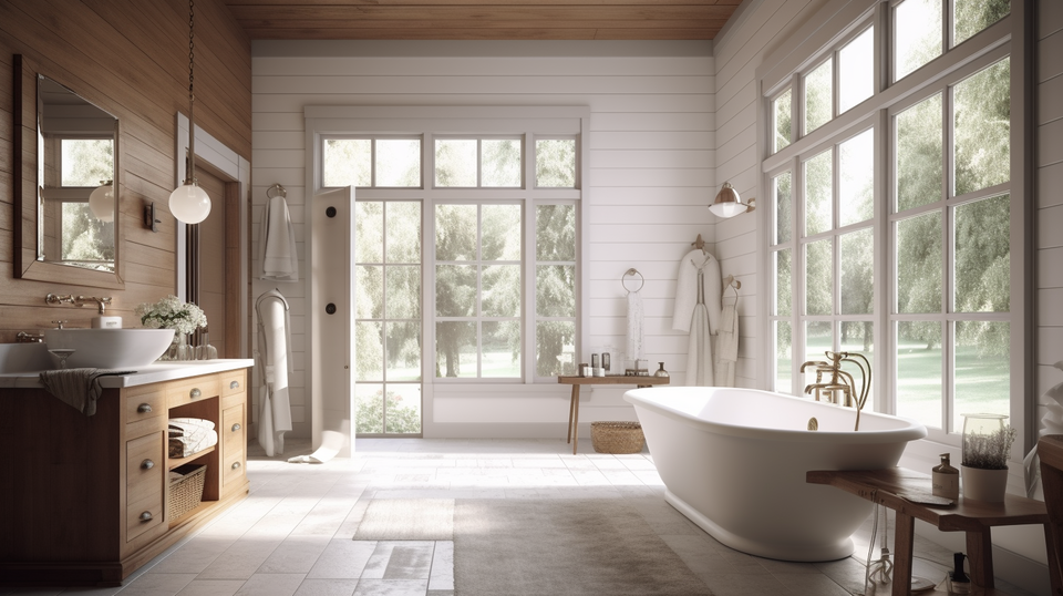 Retro Bathroom Interior Design with Natural Decor