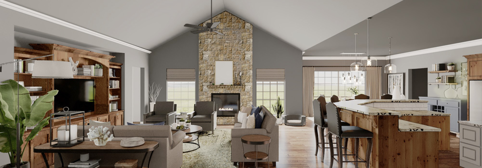 Ideas de Diseño de Interiores Rústicos para el Hogar - Render Después
