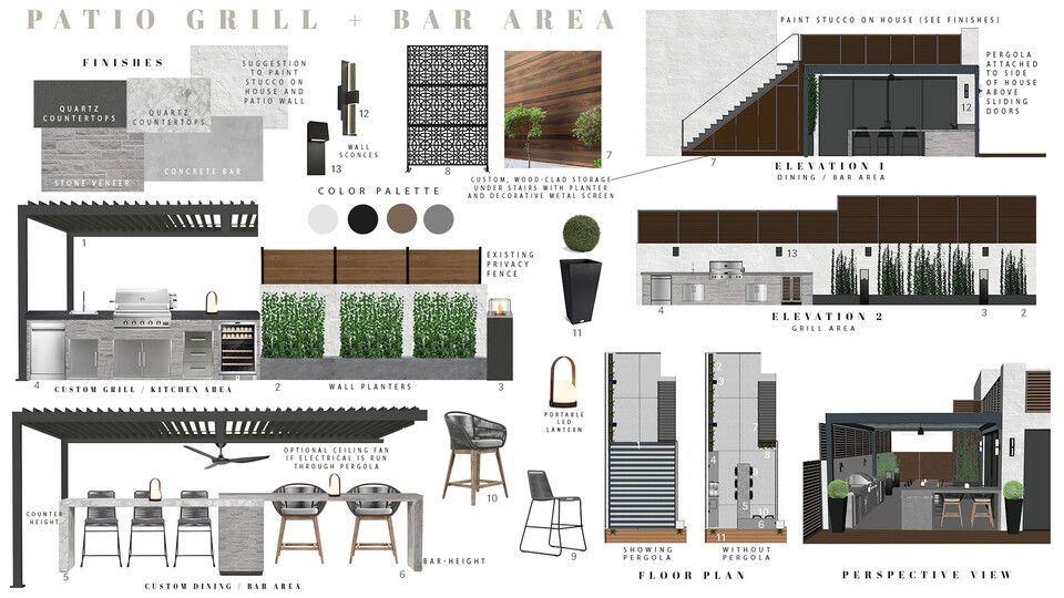 Diseño Moderno de Área de Parrilla y Bar en el Patio - Kimberly K. Tablero de Inspiración 2 thumb