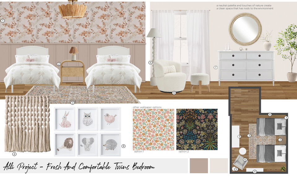 Fresh & Comfortable Twins Bedroom Transformation Maya M. Moodboard 1 thumb