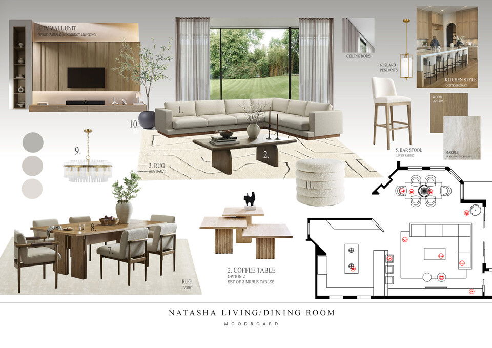 Modern Living/Dining Room Interior Design  Nathalie I. Moodboard 1 thumb