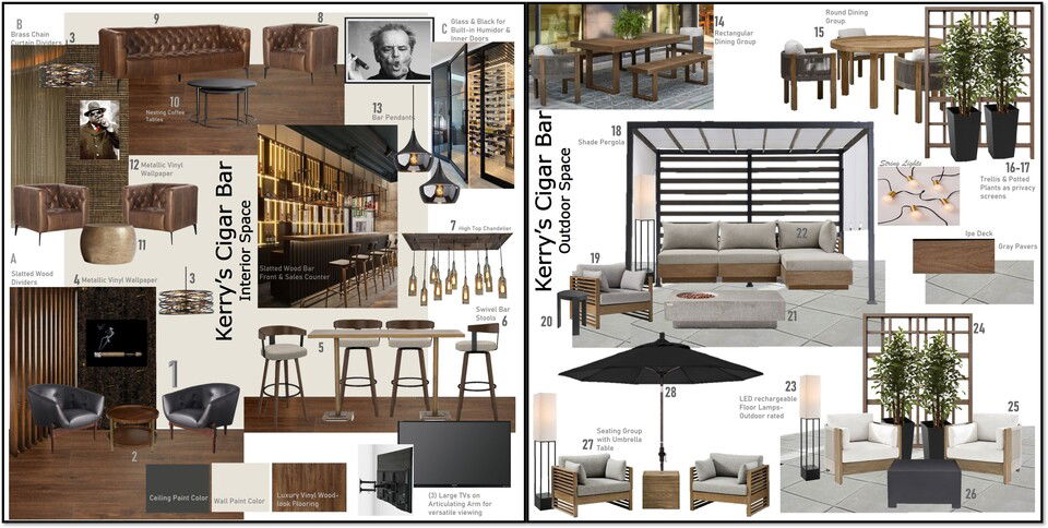 Moody Cigar Lounge Design with Outdoor Patio Wanda P. Moodboard 1 thumb