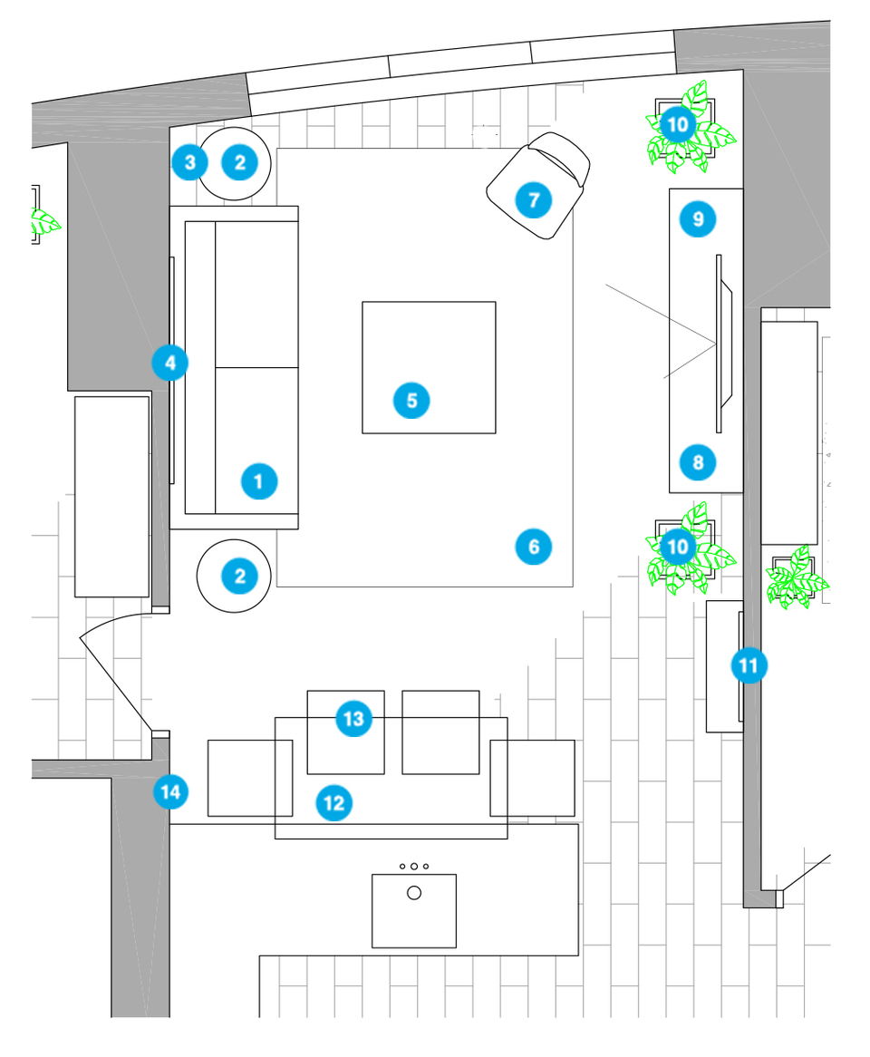 Online Designer Combined Living/Dining Floorplan