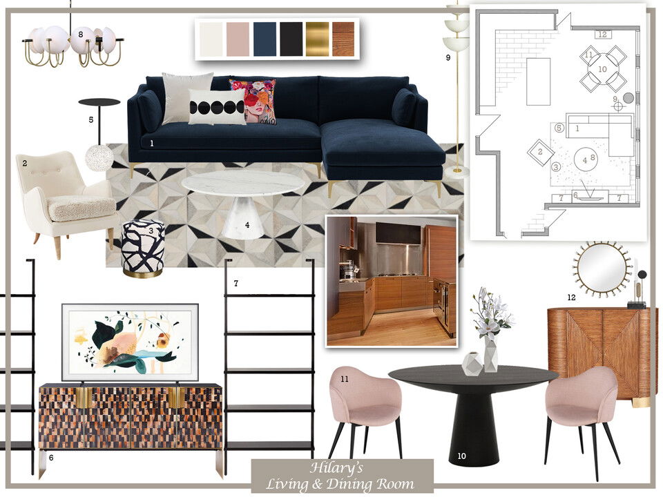 Diseño de interiores de apartamento contemporáneo en NYC Dragana V. Moodboard 2 miniatura