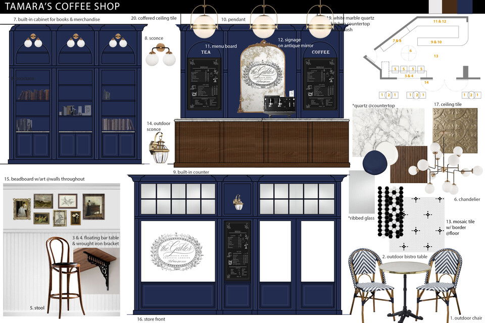 Vintage-Inspired Chic Coffee Shop/Book Store Design Jessica S. Moodboard 2 thumb