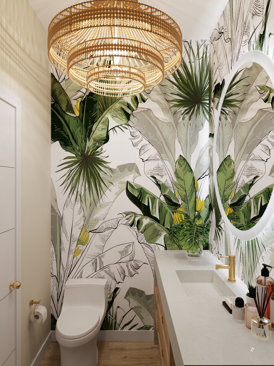 Contemporary Bathroom Design with Bold Wallpaper