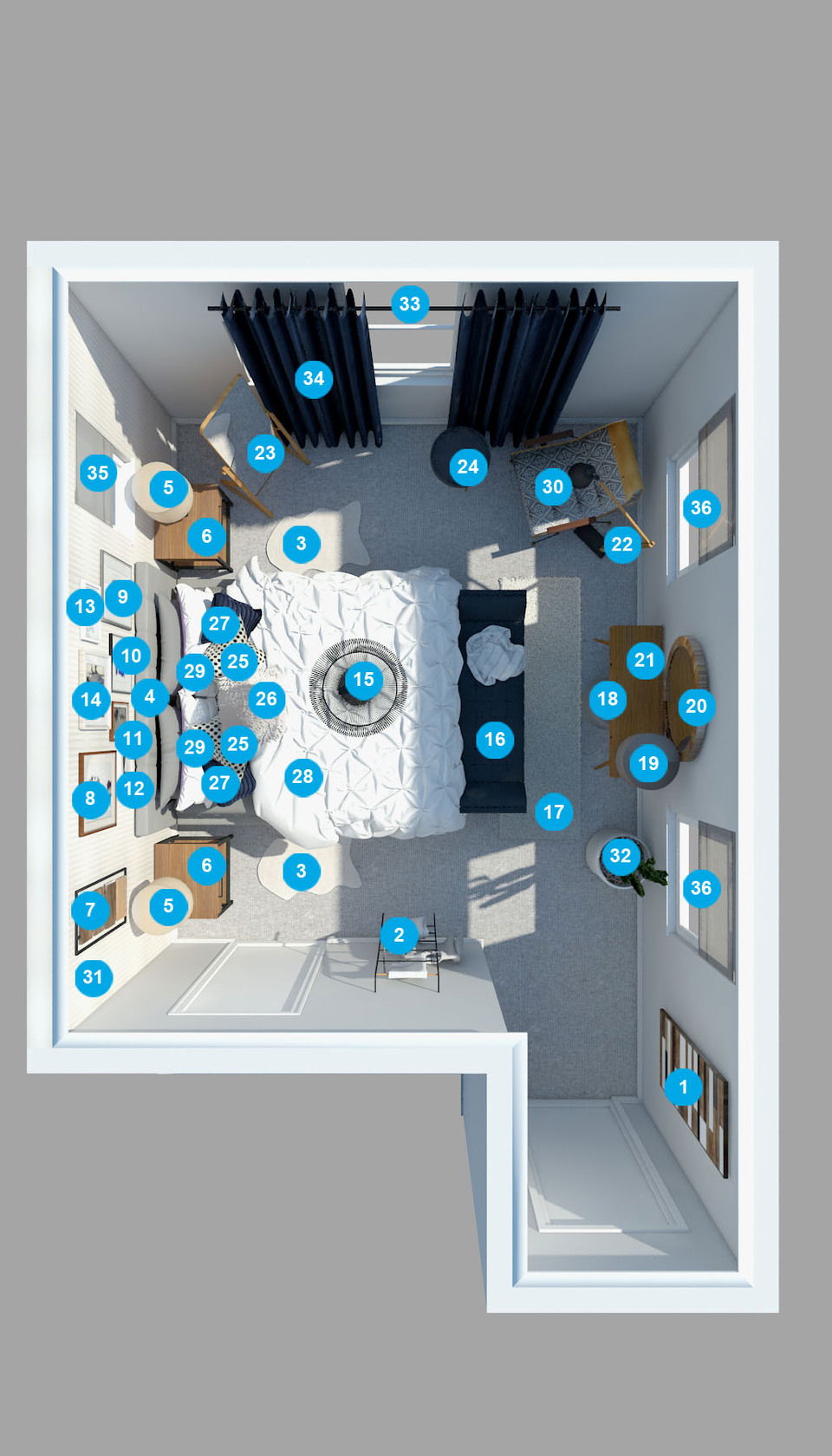 Plano del Dormitorio del Diseñador en Línea