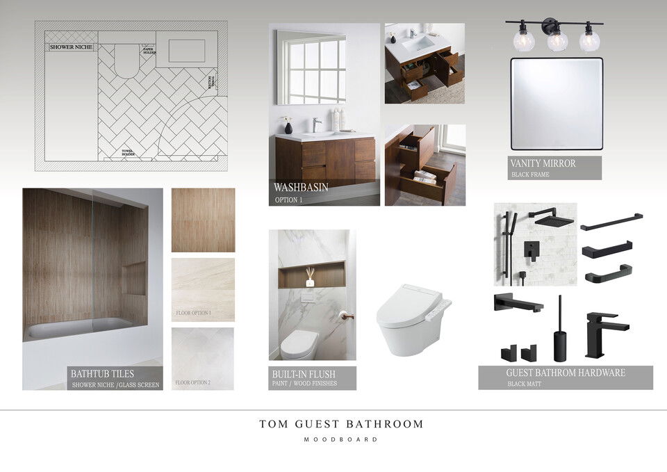 Sleek & Sophisticated Guest Bathroom Remodel Nathalie I. Moodboard 1 thumb