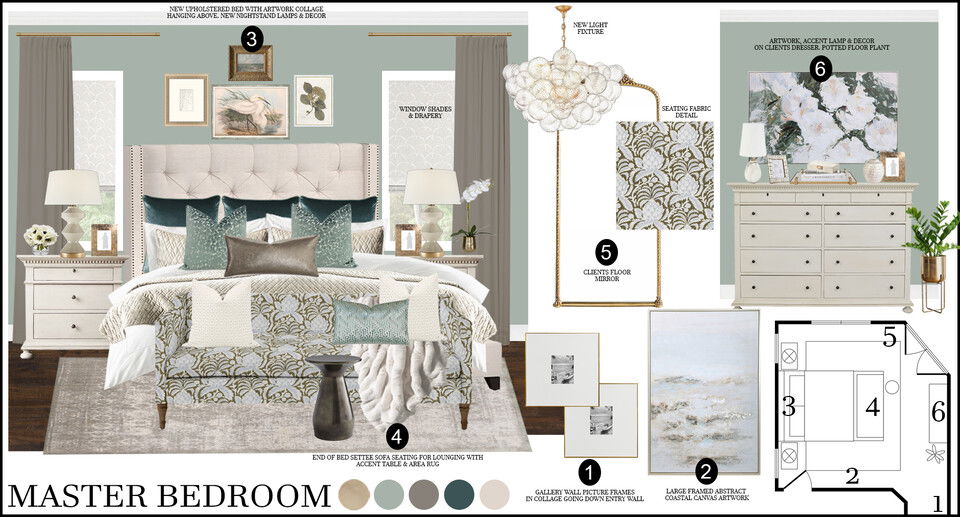 Glam Master Bedroom with Seating Area Rachel H. Moodboard 1 thumb