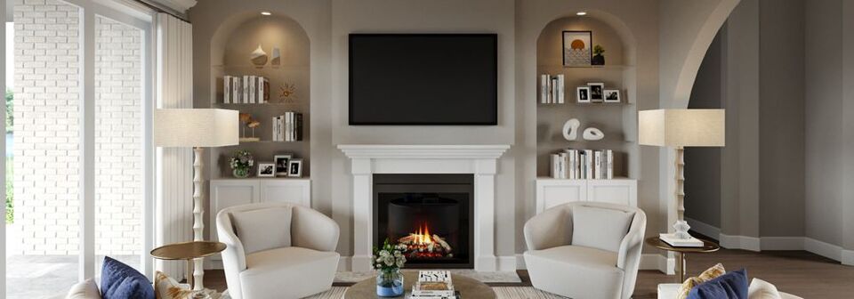  White Modern Traditional Combined Living and Dining Room- After Rendering