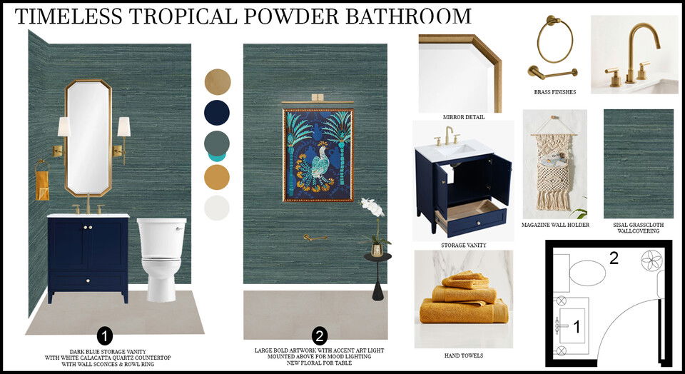 Timeless Tropical Powder Bathroom Renovation Rachel H. Moodboard 1 thumb