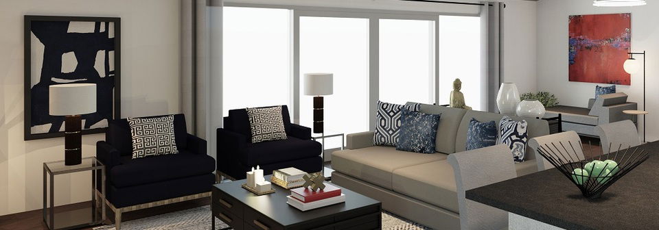 Global Contemporary Living Room Design- After Rendering