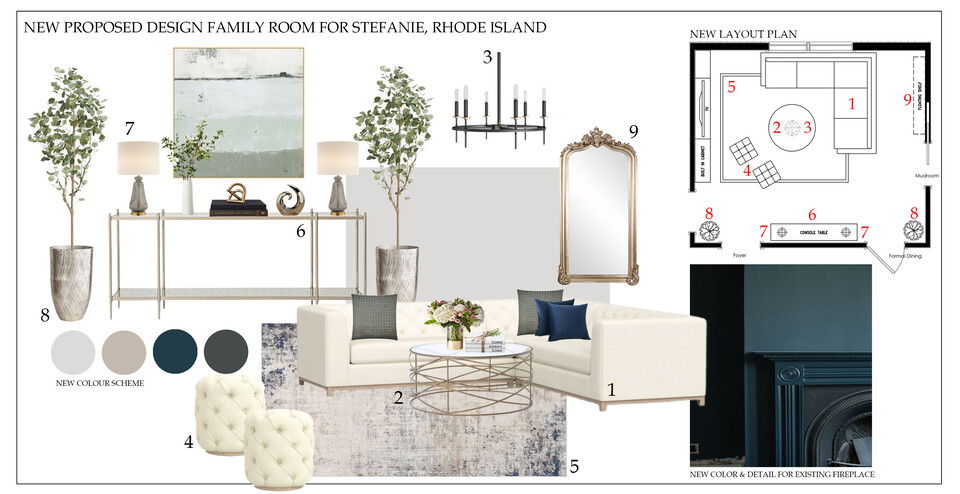 Diseño de sala familiar victoriana moderna Aida A. Moodboard 1 thumb
