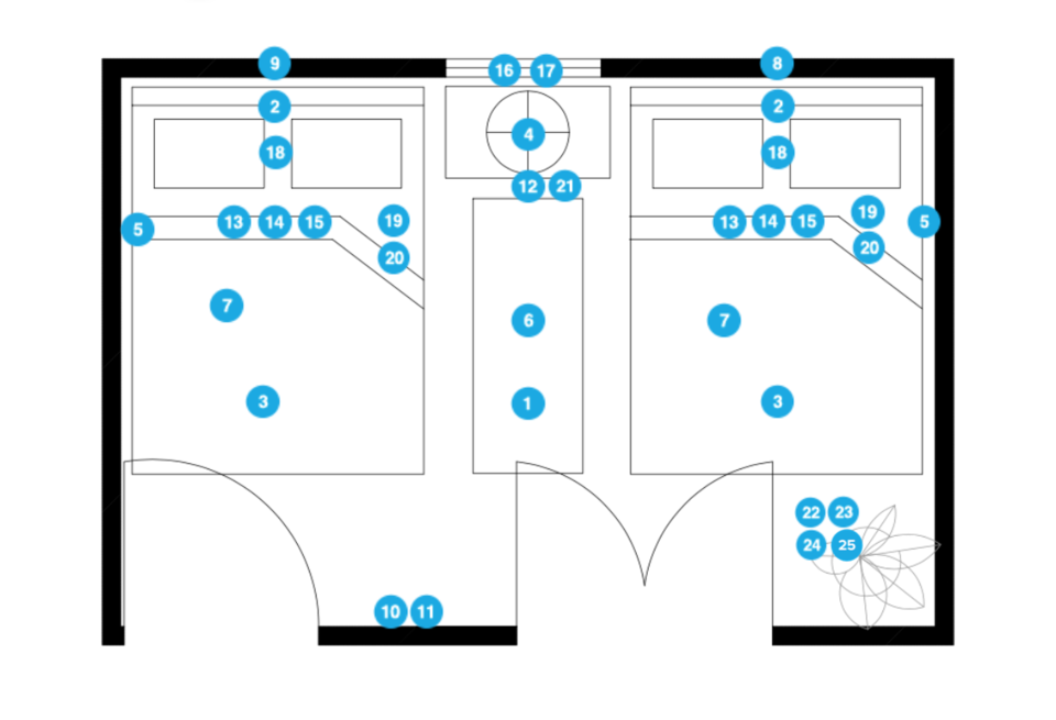 Plano de planta de sala de estar en línea