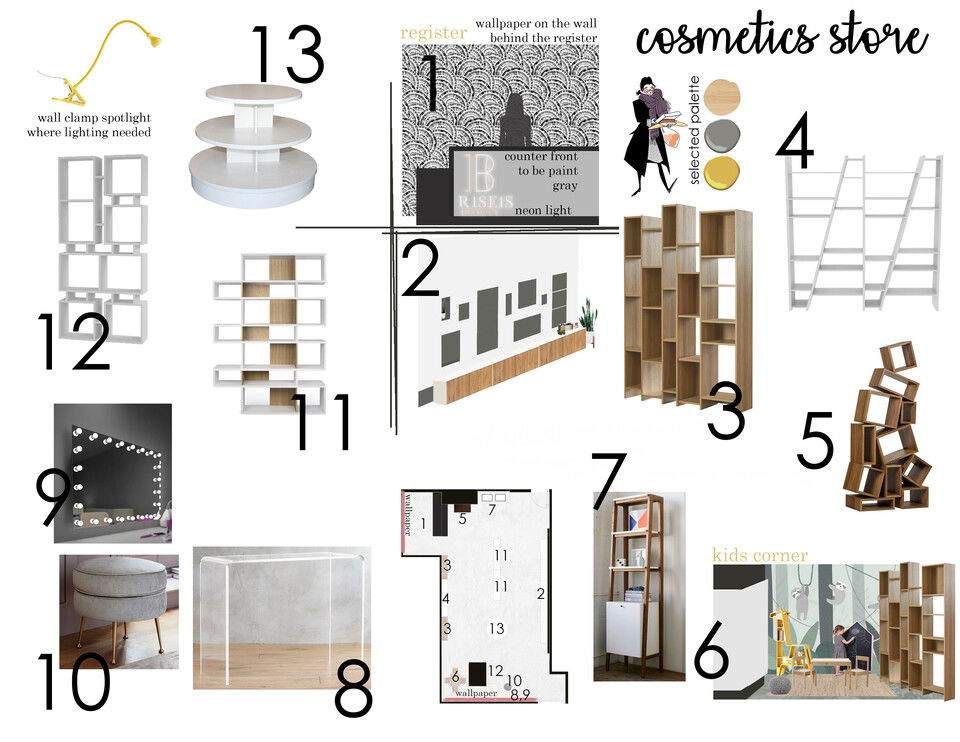 Interior de la tienda de cosméticos natural ecléctico Danai G. Moodboard 2 thumb