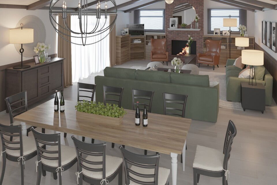 Online Designer Combined Living/Dining 3D Model 2