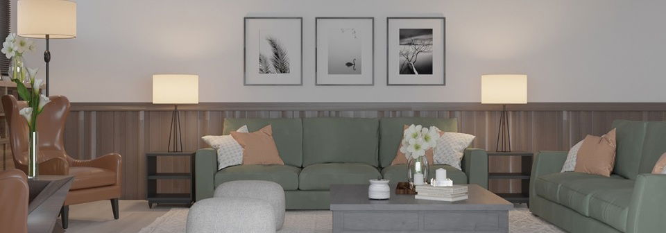 Diseño de Sala y Comedor Rústico Elegante- Renderizado Después