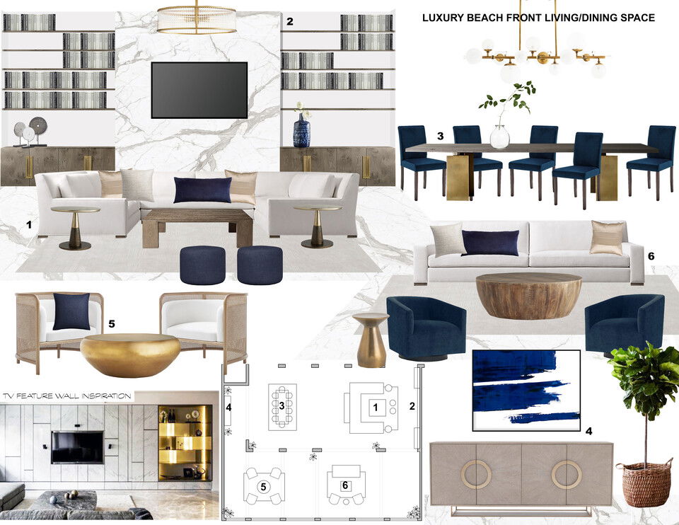 Luxury Coastal Living & Dining Interior Design Laura A. Moodboard 2 thumb