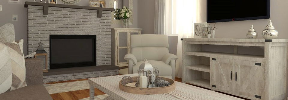 White Transitional Living Room- After Rendering