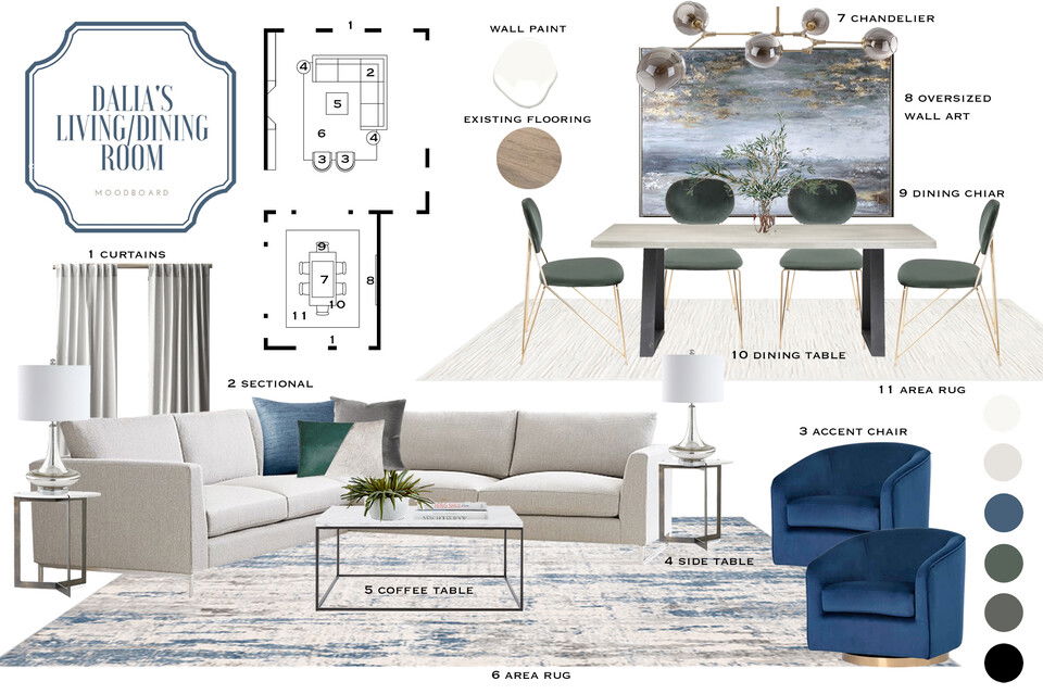 Chic & Glam Living/Dining Room Decor MaryBeth C. Moodboard 1 thumb