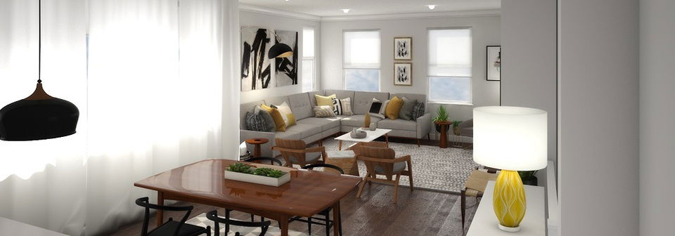 Ideas de Diseño Interior de Mediados de Siglo - Renderizado Después