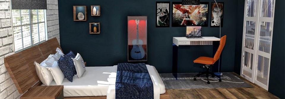 Transformación de dormitorio de adolescente - Renderizado de Después