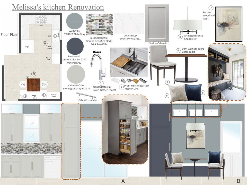 Diseño de Cocina y Comedor Moderno Fresco Eda B. Moodboard 1
