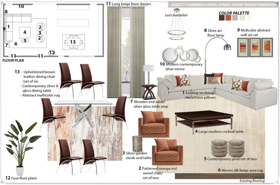 Red Accented Minimalist Living & Dining Design Franzi K. Moodboard 2 thumb