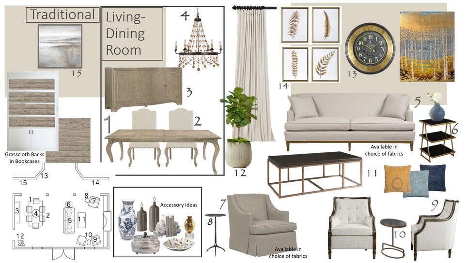 Traditional Feminine Living & Dining Room Decor Wanda P. Moodboard 2 thumb