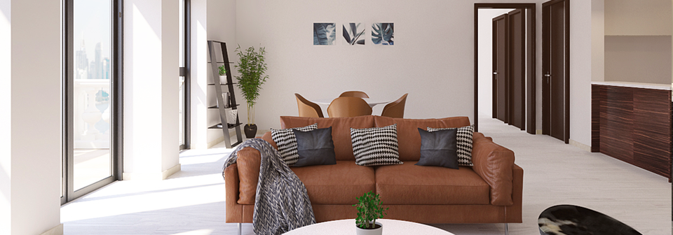 Minimalistic Modern Living Room Interior Design- After Rendering