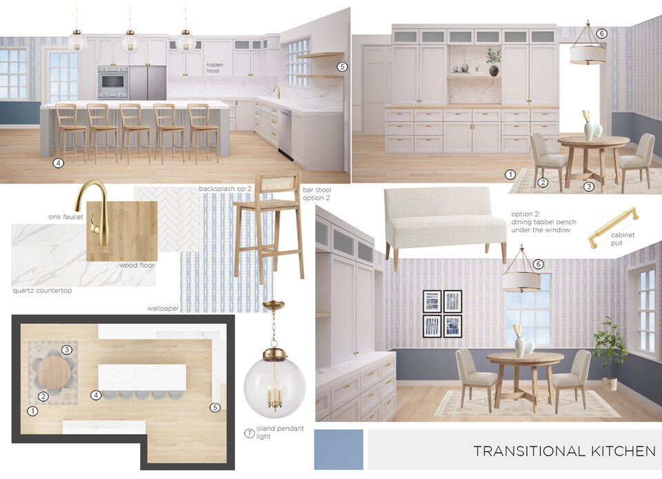 Transitional Kitchen With Island Pendants Maya M. Moodboard 1 thumb